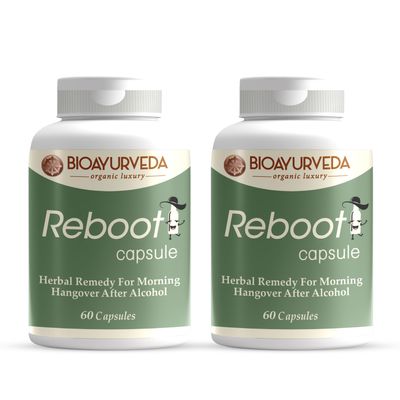 BIOAYURVEDA Reboot Herbal Remedy for Morning Hangover 60 Capsules (Pack Of 2)