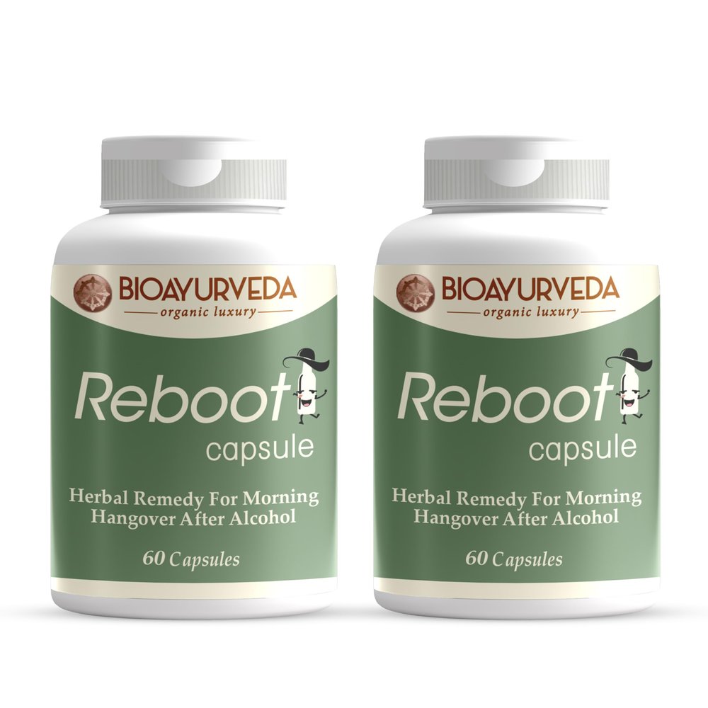 BIOAYURVEDA Reboot Herbal Remedy for Morning Hangover 60 Capsules (Pack Of 2)