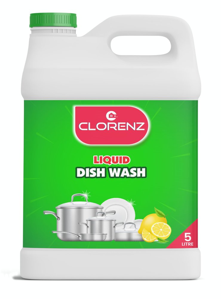 CLORENZ Dishwash Liquid Gel 5L | Lime Fresh | Leaves No Residue | Lemon Fragrance | Grease Cleaner For All Utensils | Safe On Hands