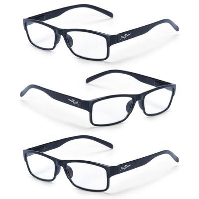 myreen Spring Reading Glasses for men and women +1 +1.25 +1.5 +1.75 +2 +2.25 +2.5 +2.75 +3 Full-Rim TR90 Frame With Clear CR39 Power Lens (3, +1.00)