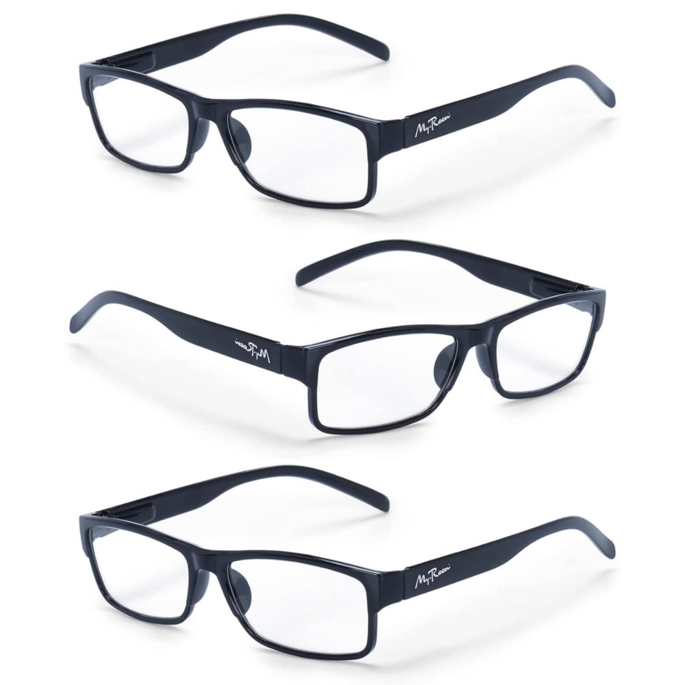 myreen Spring Reading Glasses for men and women +1 +1.25 +1.5 +1.75 +2 +2.25 +2.5 +2.75 +3 Full-Rim TR90 Frame With Clear CR39 Power Lens (3, +1.00)