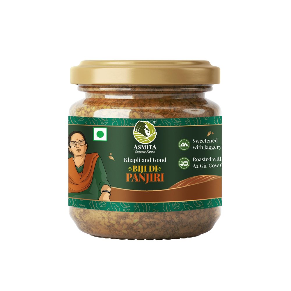 Asmita Organic Farms Biji Di Panjiri 200g | Energy & Immunity Ayurvedic Superfood for New Moms, Growing Kids & Adults | Made with Desi Ghee, Desi Gond & Dry Fruits | Supports Strength & Recovery
