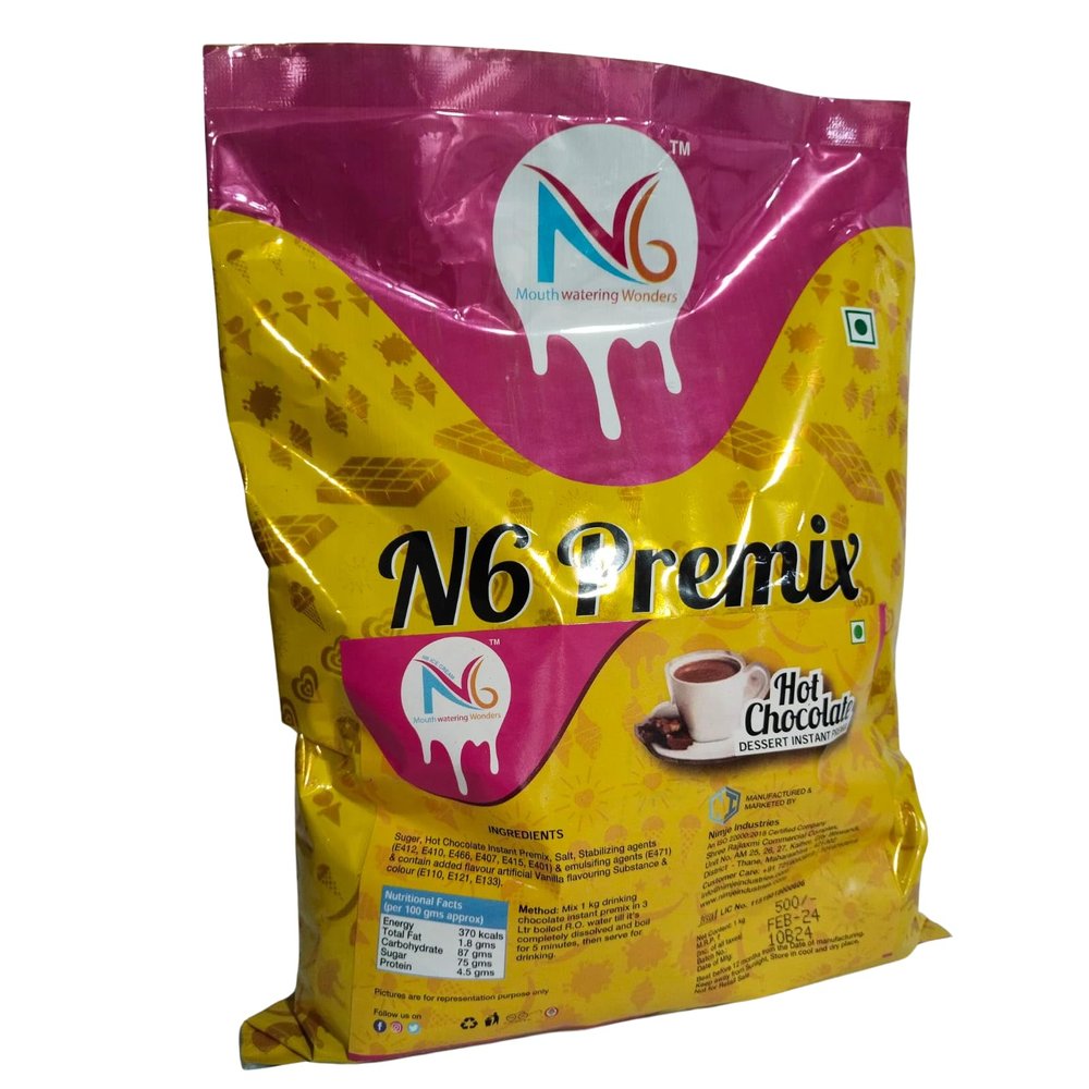 N6 Premix Premium Hot Chocolate Premix Powder - 1Kg | Rich Cocoa Powder and Sugar Blend | Makes 6 Servings | Easy to Prepare, Just Add Full Cream Milk | Indulgent Treat for Chocolate Lovers