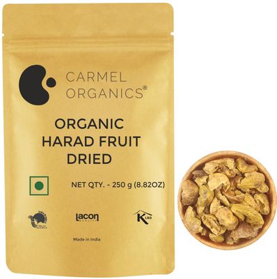 CARMEL ORGANICS Harad/Haritaki Whole(250 Grams) | Jaivik Bharat Certified | Terminalia Chebula | No Added Preservatives | Kadukkai/Kadukka | Helpful in Your Digestive Health