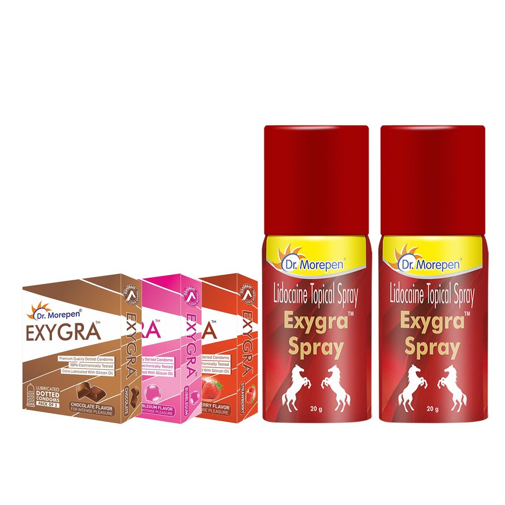EXYGRA CONDOM 3s (LONGLAST) + (STRAWBERRY) + (CHOCO FLAV) + EXYGRA SPRAY 20GM PACK OF 2