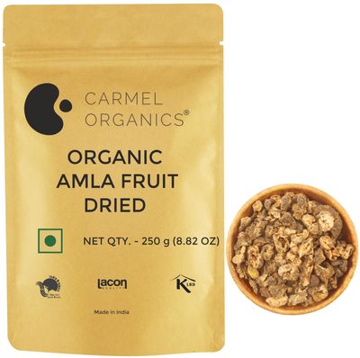 CARMEL ORGANICS Amla Fruit Seedless | 250 grams | Jaivik Bharat Certified | Dried Indian gooseberries | Malanelli,Amalakkamu,Usirikai | No Added Preservatives