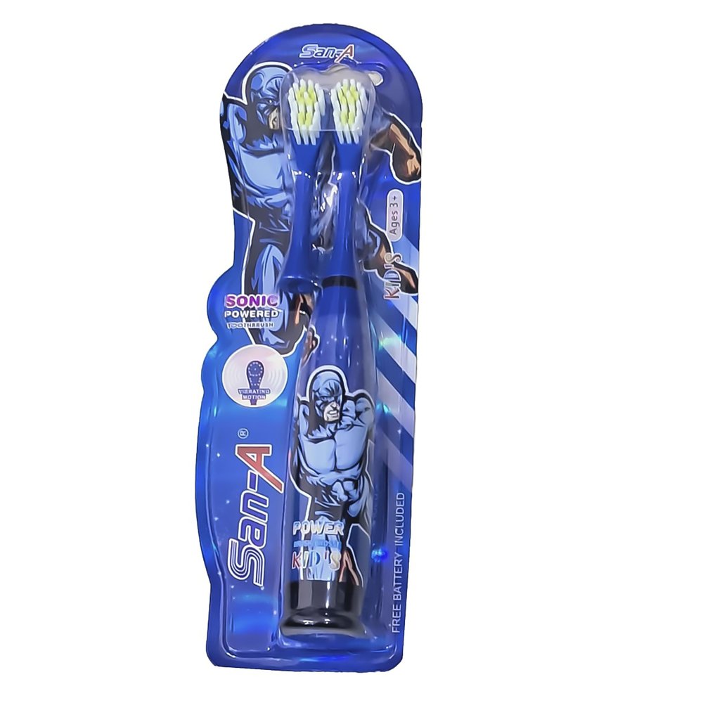 AMB Kids Cartoon Printed Extra Soft Electric Battery Powered Toothbrush for Boys|Blue Electric Toothbrush For Boys