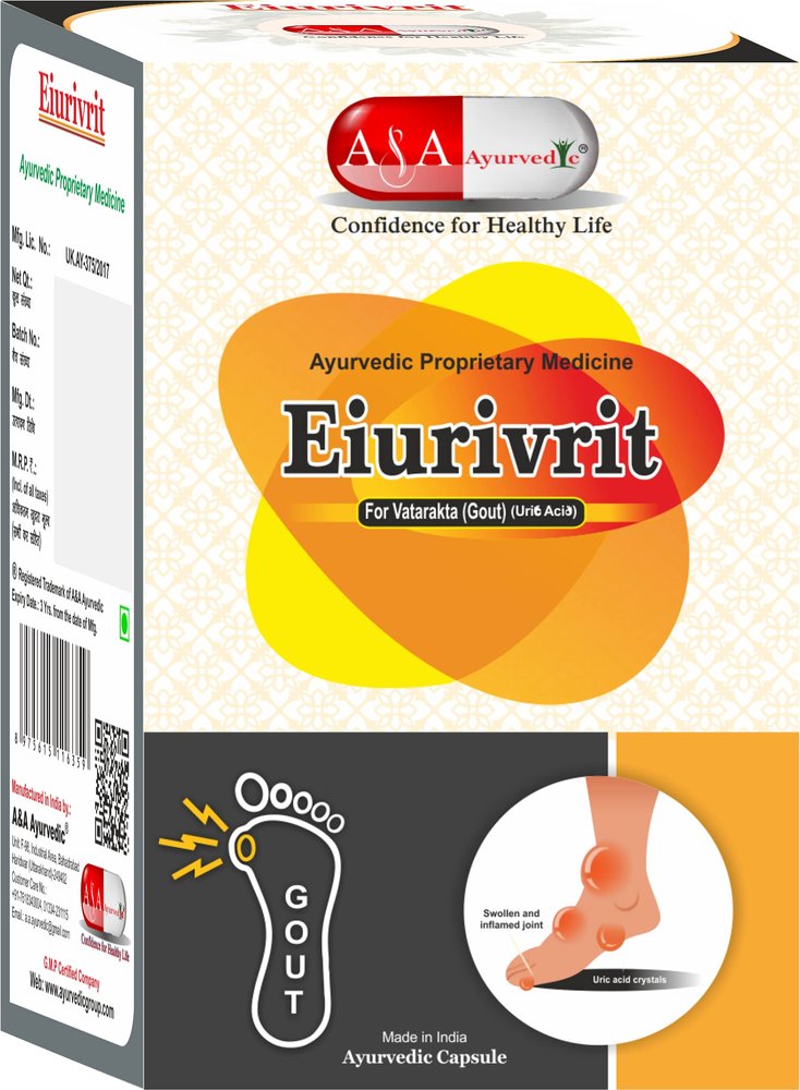 A&A Ayurvedic Eiurivrit Uric Acid Control Medicine | Herbal Uric Balance | Balancing Uric Acid Naturally I Gout Relief | Uric Acid Cleanse | (90 Capsules)