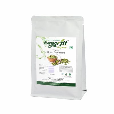 Eagerfit Organic Green Cardamom (8mm Elaichi) - 100 Gram