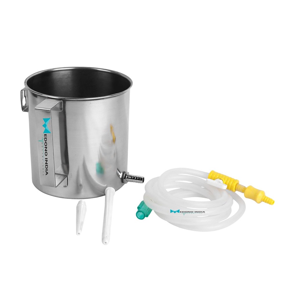 Medono India Stainless Steel Enema Pot with Tube & Nozzles, 1.5L Can - Made using high-grade steel-Eco-friendly, Sturdy & Durable