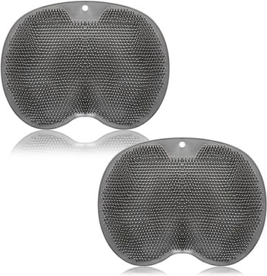 2 Pieces Shower Foot Scrubber Mat and Back Scrubber - Hands Free Wall Mounted Bath Massage Pad With Non Slip Suction Cups - Foot Cleaner for Men Women (Gray)