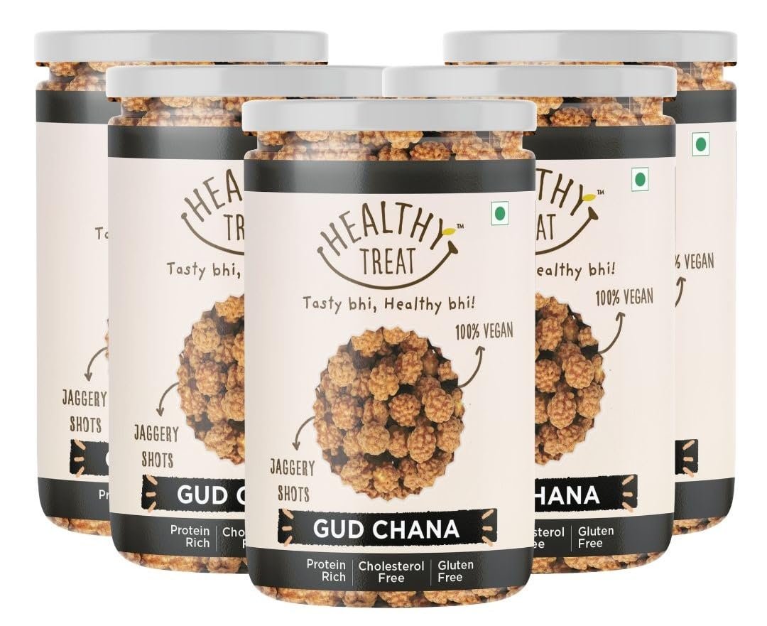 Healthy Treat Gur Chana 1kg | Jaggery Coated Chana | Gud Chana | Roasted Chickpeas with Natural Jaggery | Immunity Booster | Delicious and Healthy Gur Chana Snacks