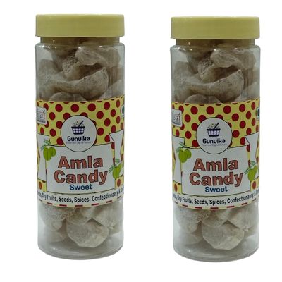 Gunvika Sweet Dry Amla Candy (Avla) Sweet and Sour Indian Gosseberry | Rich in Vit C | After Meal Digestive (400 gm (2jars))