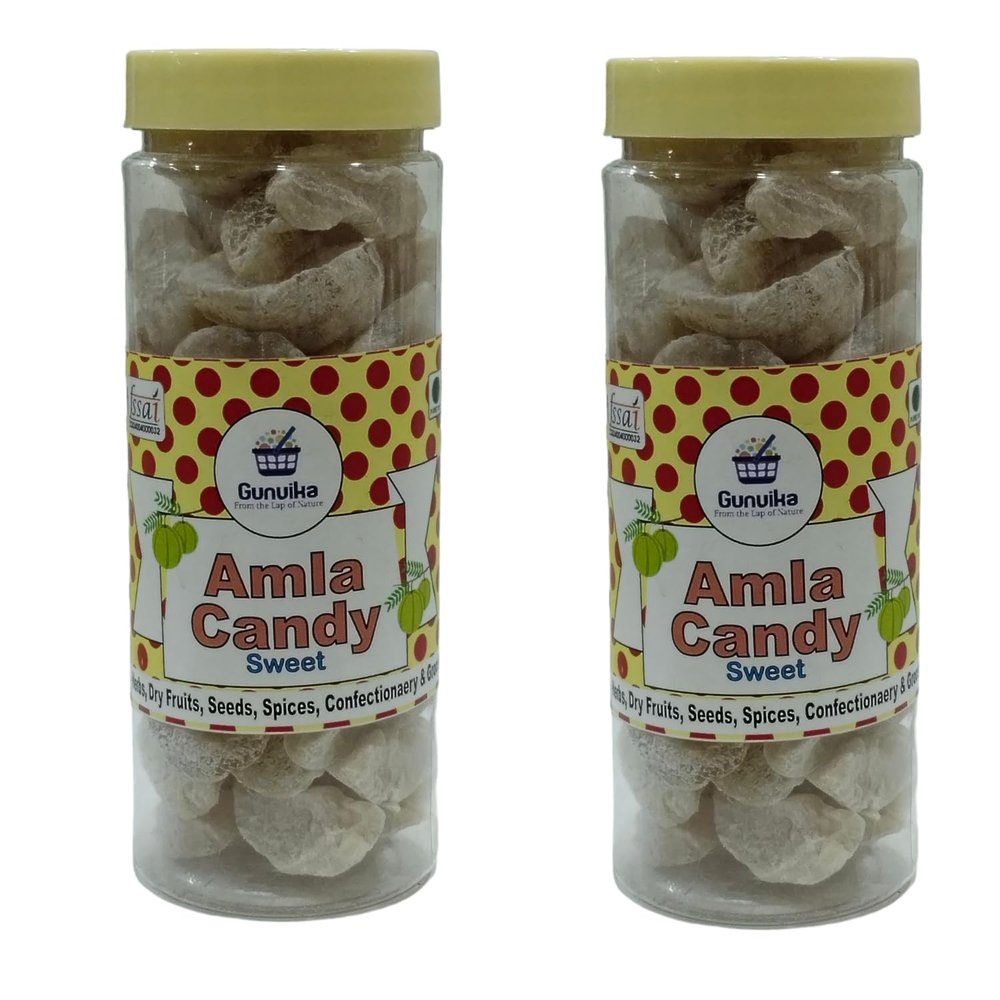 Gunvika Sweet Dry Amla Candy (Avla) Sweet and Sour Indian Gosseberry | Rich in Vit C | After Meal Digestive (400 gm (2jars))