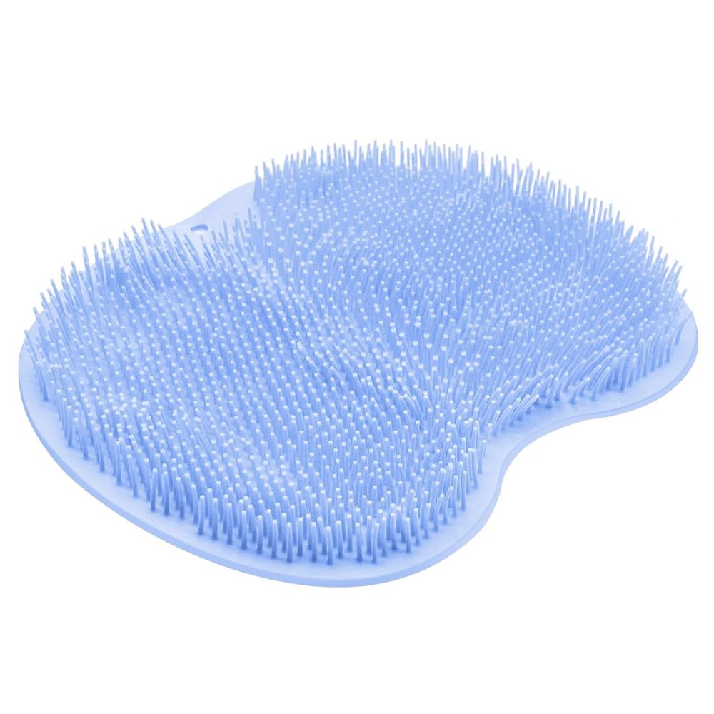 1PC Shower Foot Scrubber Mat Back Washer Back Exfoliating Bath Wash Pad Wall Mounted Slip Suction Cups Foot Scrubber for Use in Shower Cups Foot Cleaner for Men and Women (Blue)