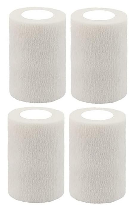 A-TAPE Breathable Self Adhesive Cohesive Bandage for Humans & Pets (Dogs, Cats, Birds) (7.5 cm X 4.5 mtr, Pack of 4) (White)