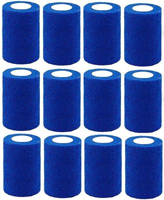 A-TAPE Breathabl Self Adhesive Cohesive Bandage for Humans & Pets (Dogs, Cats, Birds) (7.5 cm X 4.5 mtr, Pack of 12) (Blue)