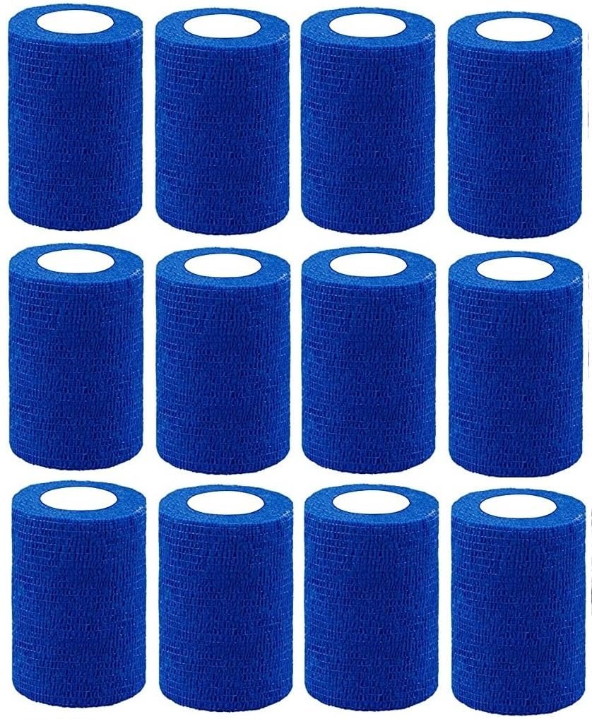 A-TAPE Breathabl Self Adhesive Cohesive Bandage for Humans & Pets (Dogs, Cats, Birds)  (7.5 cm X 4.5 mtr, Pack of 12) (Blue)