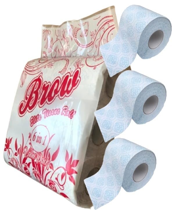 BROW Toilet Paper Roll, 6 Rolls,160 Pulls, 3 Ply, CYAN