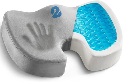 2Buds Coccyx Seat Cushion with Orthopedic Gel Memory Foam, Cushion for Tailbone Pain, Sciatica & Back Pain Relief, U Shape Hip Support for [Grey]