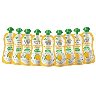 Paper Boat Alphonso Aam, Enriched with Vitamin D, No added Preservaties and Colours (Pack of 9, 150ml Each)