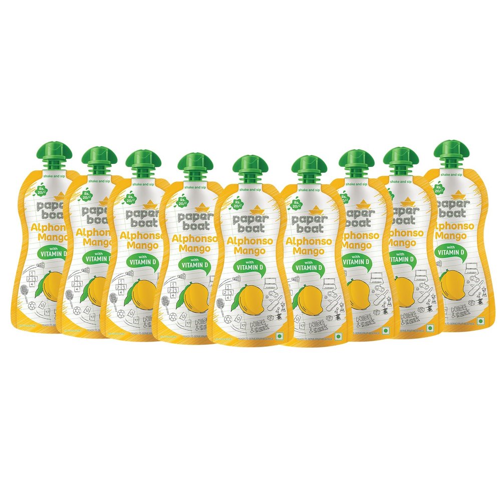 Paper Boat Alphonso Aam, Enriched with Vitamin D, No added Preservaties and Colours (Pack of 9, 150ml Each)