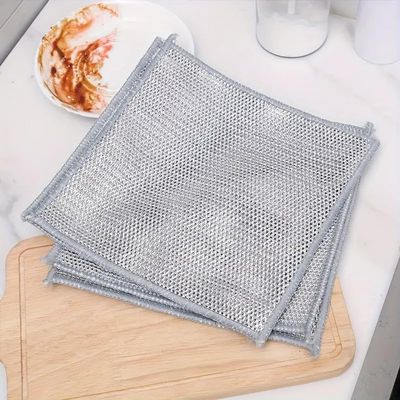 Foscadit Multipurpose Scrubbing Wire Dishwashing Cloth - Household Cleaning Sponges for Kitchen Dish Rags and More Scrubs & Cleans for Dishes, Sinks (2)