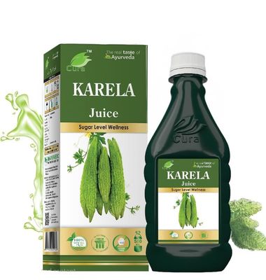 Cura Mahaveer Pure & Natural Karela Juice | Controls Blood Sugar Level | Diabetes Care | Boost Immunity - 500 ml Pack of 2