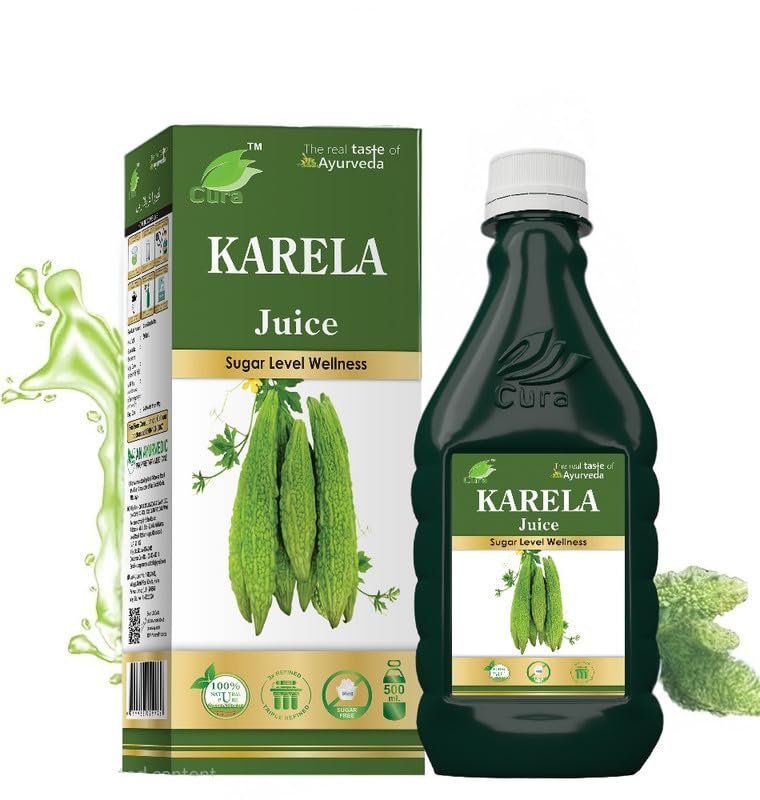 Cura Mahaveer Pure & Natural Karela Juice | Controls Blood Sugar Level | Diabetes Care | Boost Immunity - 500 ml Pack of 2