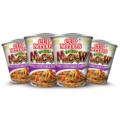 Cup Noodles Nissin Vegetable Manchow | Zesty Veg Manchow Flavor in Every Cup | Quick, Delicious, & Full of Spice,70 G (Pack of 4),Vegetarian