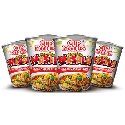 Cup Noodles Nissin Mazedaar Masala | Burst of Mazedaar Masala in Every Bite | Quick, Spicy, & Delicious Meal, 70 g (Pack of 4)