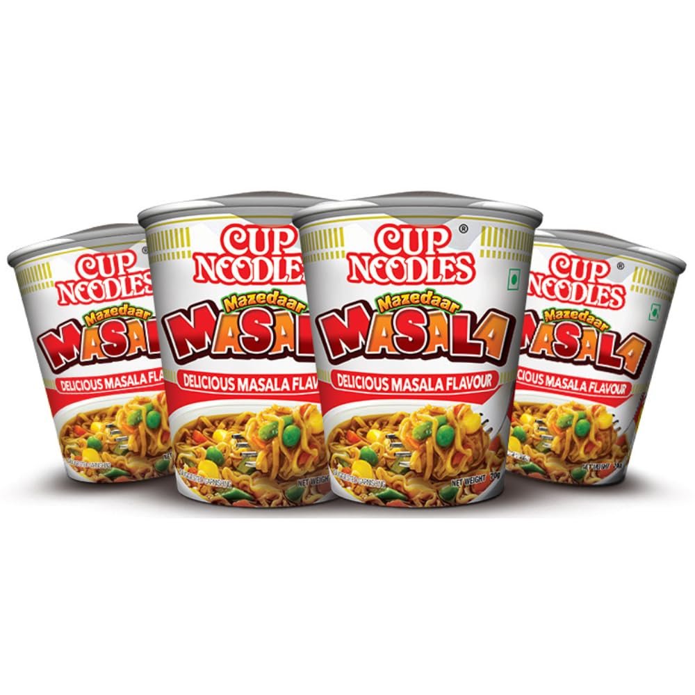 Cup Noodles Nissin Mazedaar Masala | Burst of Mazedaar Masala in Every Bite | Quick, Spicy, & Delicious Meal, 70 g (Pack of 4)