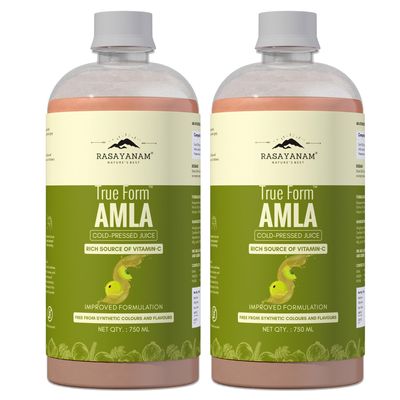 Rasayanam Pure Amla Juice - Pack of 2 (750 ml each) | Cold-Pressed from Handpicked Amlas | Rich in Vitamin C | 100% Natural with No Added Sugar | Supports Immunity, Digestion, Hair & Skin Health