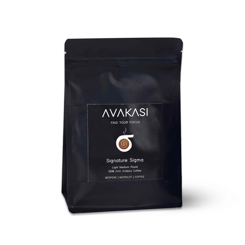 Avakasi Signature Sigma Light Medium Roasted Coffee Pouch - AAA Export Arabica (French Press), 250 gms