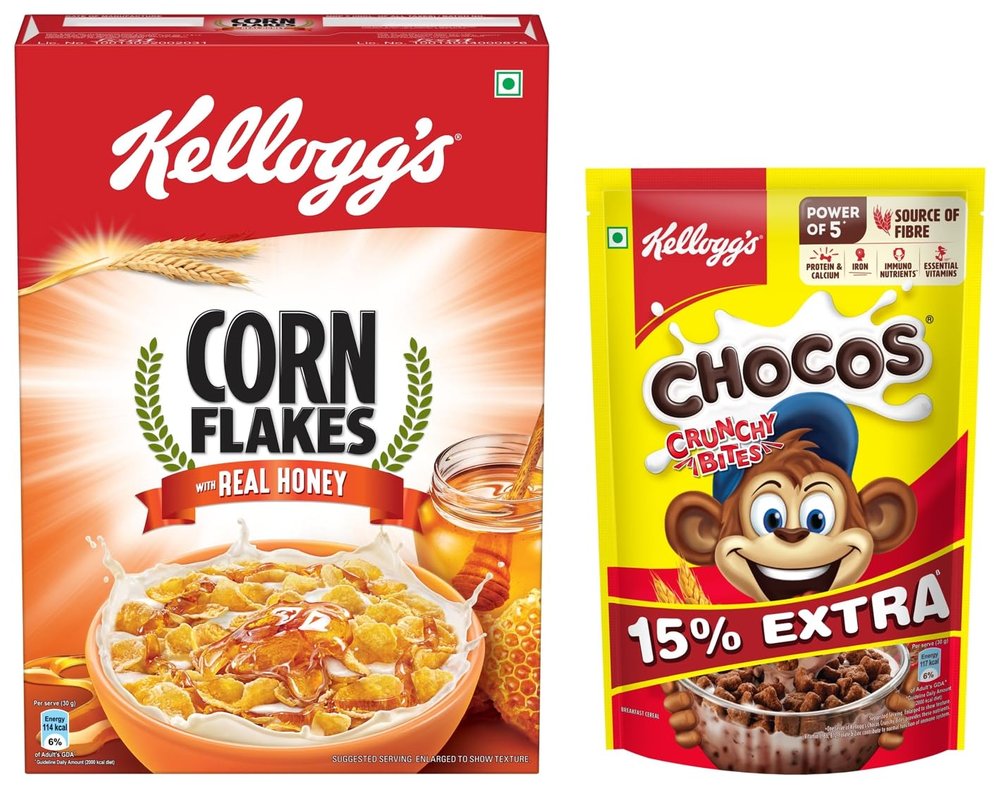 Chocos Crunchy Bites, 431g & Corn Flakes with Real Honey, 345g