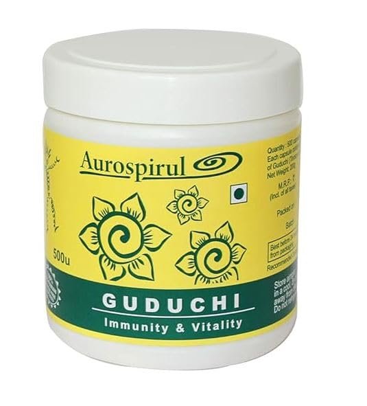 Aurospirul Organic Certified Guduchi  500 Veg Capsules (Pack of 1)