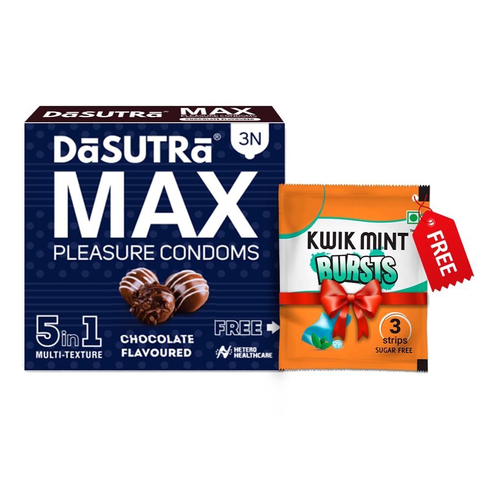 Dasutra Max Pleasure Dotted Condoms For Men | 5 in 1 Multi-Textured Lubricated | Enhanced Pleasure For Both | 3 in Each Pack (Chocolate, Pack of 10)
