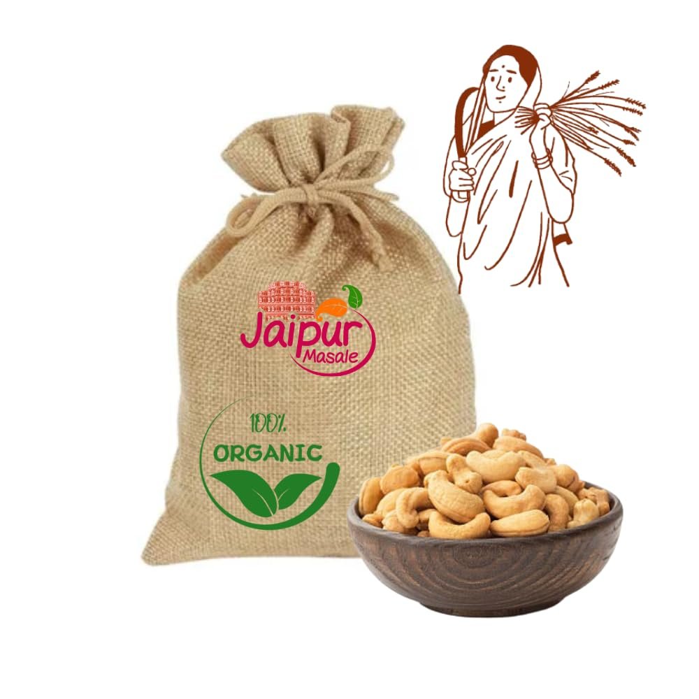 JAIPUR MASALE Natural & Crunchy Premium Whole Cashews | Nutritious & Delicious Nuts | Premium Kaju Nuts | Gluten Free | Source of Minerals & Vitamins | Dry Fruits | 900 gm with Jute Bag