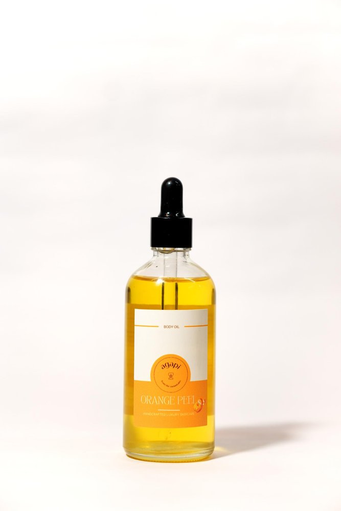 Agapi Sikkim Handmade Orange Peel Body Oil, 100 ml | Nourishing & Hydrating Formula Infused with Sun-Dried Orange Peels, Rich in Vitamin C & Antioxidants for Radiant, Smooth Skin, Perfect for Dry, Dull Skin, Lightweight & Non-Greasy