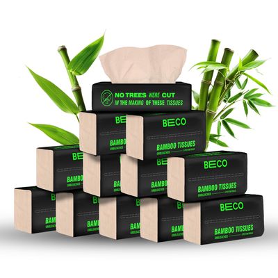 Beco Bamboo Facial Tissue Paper Box-Soft Pack | 100 pulls x 12 packs | Super Soft, Skin Friendly & Highly Absorbent Face Tissue Napkins | Car Tissues | 100% Natural & Ecofriendly | 2 ply-1200 Pulls