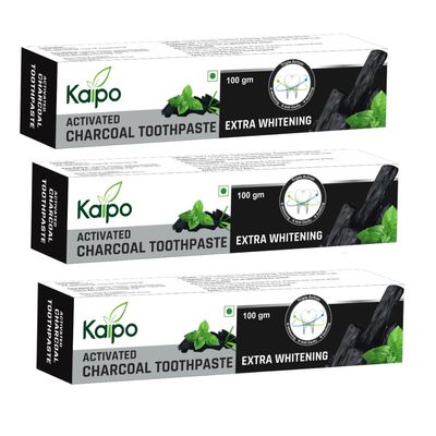 Kaipo Activated Charcoal Toothpaste, Pack of Deep Clean Toothpaste With Bamboo Charcoal For Plaque Removal, Tingling Fresh Mouth Experience (300G)