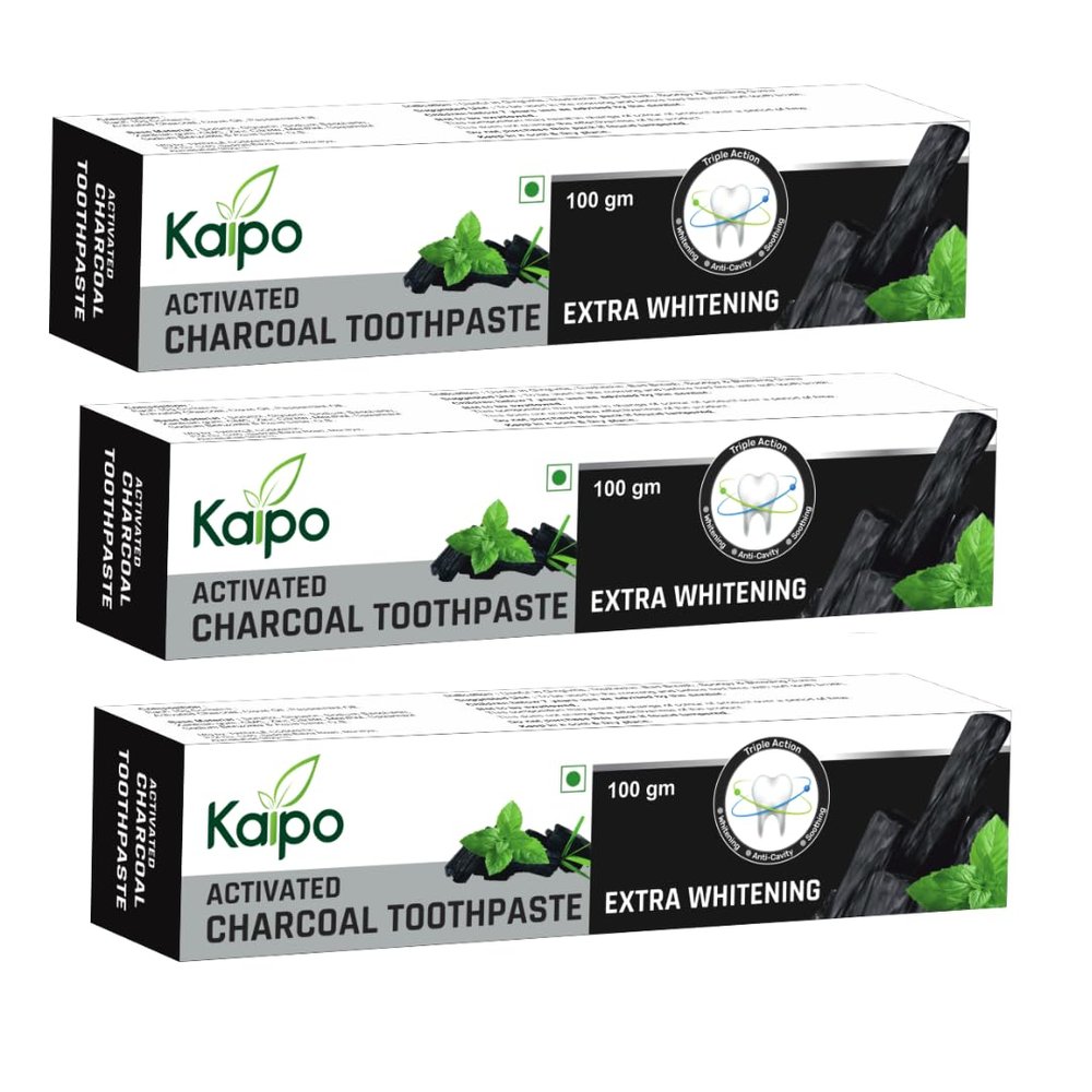 Kaipo Activated Charcoal Toothpaste, Pack of Deep Clean Toothpaste With Bamboo Charcoal For Plaque Removal, Tingling Fresh Mouth Experience (300G)