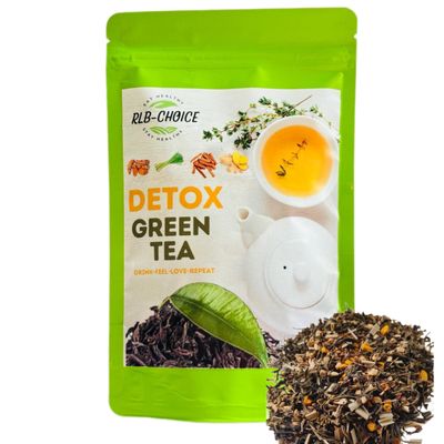 Rlb Choice-Detox Loose Leaves Green Tea-Your Path To Wellness-Purity In Every Sip, Better Digestion, Boost Immunity, Skin Glow, 200 Grams