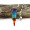 3NH Rainbow Natural Stone Crystal Point Pendulum Dowsing Chakra Scrying Dowser view 3