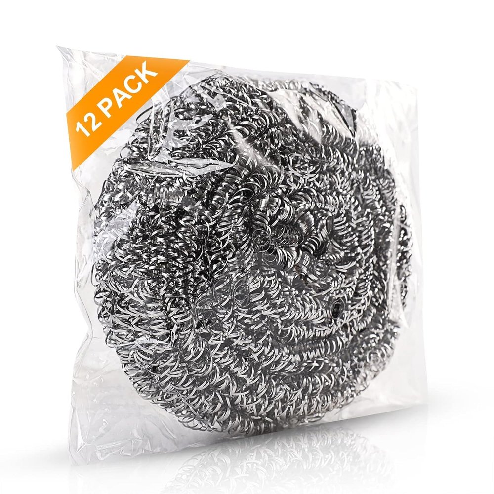 24 Pcs Steel Wool Scrubber - Steel Wool for Cleaning Dish Pots Pans Grills Stainless Steel Scrubber for Kitchen Sinks Cleaning Steel Wool Pads Metal Scrubber (24)