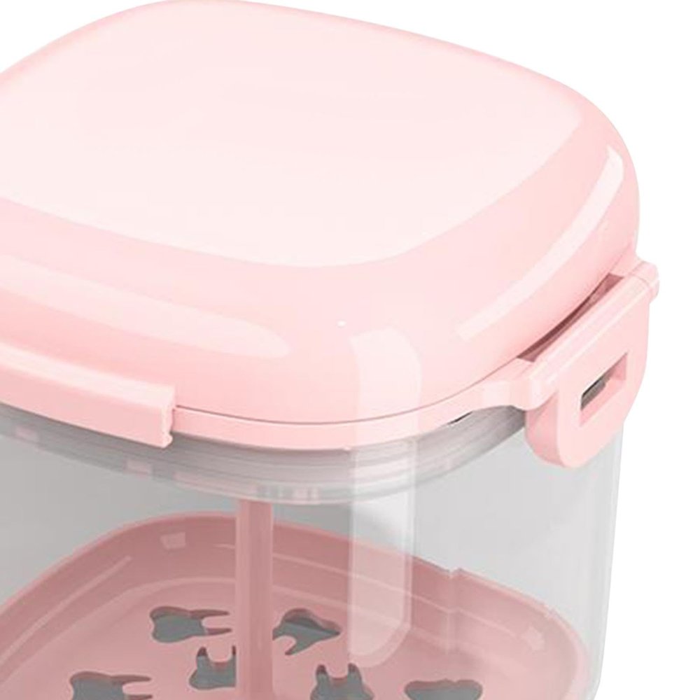 LOOM TREE Denture Cleaner Case with Lid with Strainer Basket Denture Cup for Elderly Gift Pink | Oral Care | Denture Care