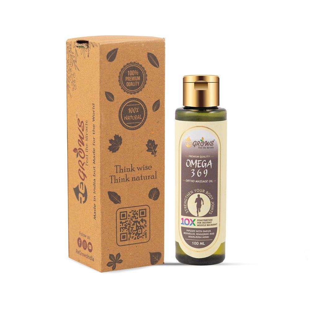 Regrows Omega 3 6 9 Pain Relief Oil  Ortho Oil Infused with 24 Ingredients like Omega, Walnut, Boswellia (Frenkincense), Fenugreek, Moringa, Flexseed & Himalayan Herbs | shoulder pain relief products | Joint & Muscle Care | Chemical, Paraben, Minera