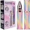 Blue Denko * Portable 2 IN 1 Eyebrow Trimmer For Women, Facial Hair Remover For Women, Face, Lips, Nose Hair Removal USB Charageable Trimmer with Light(Multi)-Rainbow Design. view 1