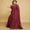BENGAL HANDLOOM Shiuli Flower Butik Work Saree With Blouse Piece (Magenda) view 2