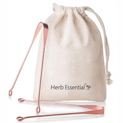Herb Essential Copper Tongue Cleaner, Pack of 2 | Enhance Oral Hygiene | Fresh Breath & Bacteria Removal | Comfortable & Flexible Handle | Easy & Safe to Use |100% Pure Copper